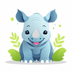 Fototapeta premium Rhinoceros Rhino Cute Small Cartoon Baby Animal Character 