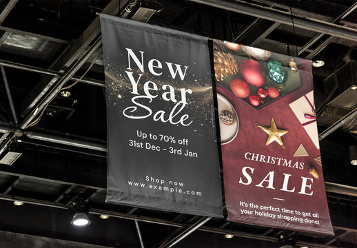 Ceiling Hanging Poster Mockup