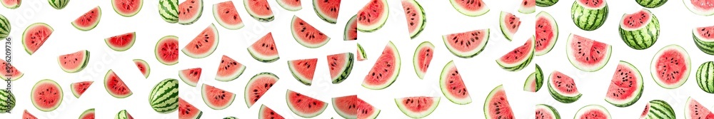 Aufkleber the watermelon set is isolated on a white background with selective focus