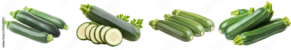 Poster An isolated zucchini on a white background with a clipping path and full depth of field
