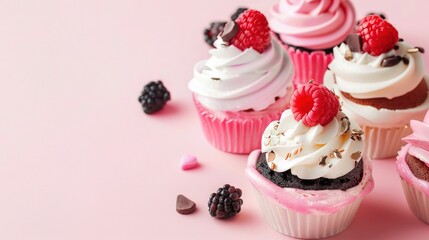 Stunning Cute Dessert with Pink Background: A Sweet and Delightful Visual. Showcasing Charm and Yumminess.