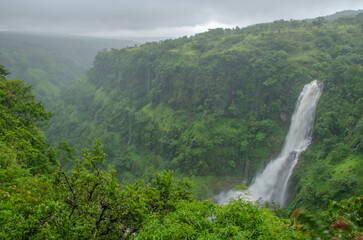 Thoseghar waterfall, Beautiful nature scenery, Mountain waterfall in the forest, amazing Nature,...