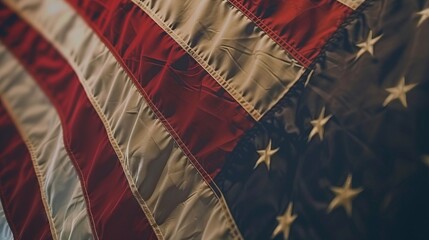 A close up of the American flag with stars