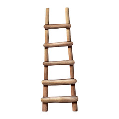 Watercolor wooden ladder. Gardening tool. Hand drawn illustration isolated on white background.