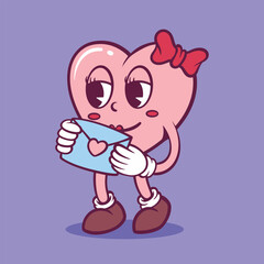 Cute hand drawn heart Mascot character illustration