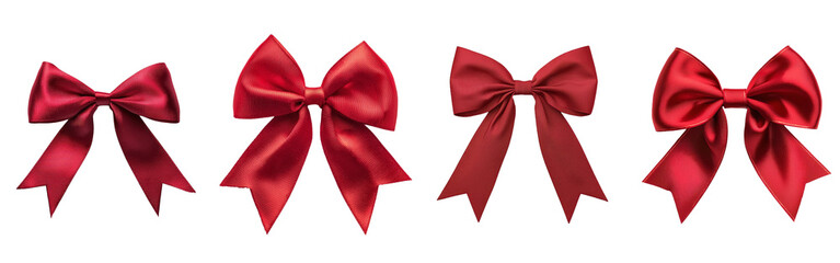 Naklejka premium Clipping path, full depth of field, red ribbon bow isolated on white