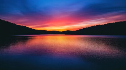Fototapeta premium Serene Sunset Over the Lake