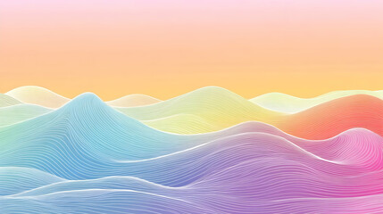 Abstract Rainbow Landscape with White Lines