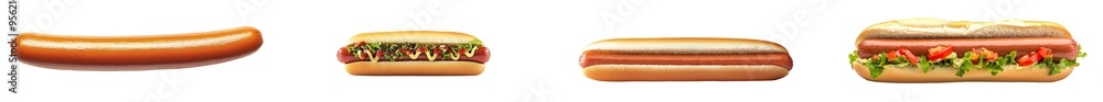 Poster clipping path, full depth of field, isolated sausage on white background