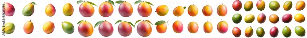 Poster A yellow mango is isolated on a white background and has a clipping path, allowing the depth of field to be fully controlled