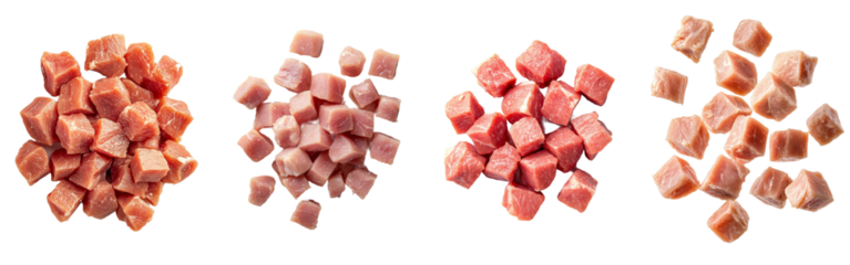 Fillet of falling raw chicken, isolated on white background, clipping path, full depth of field