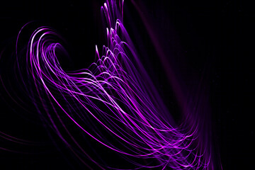 Curvy purple lines against black background