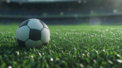 Fototapeta premium Soccer Ball on Green Field