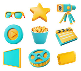 cinema icons set