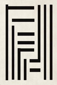 Arrangement of black thick lines against beige background