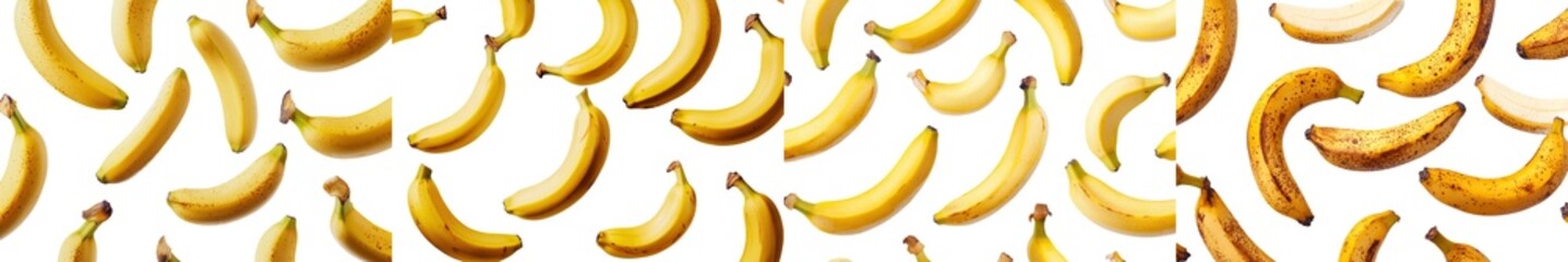 Focused on a banana falling over a white background