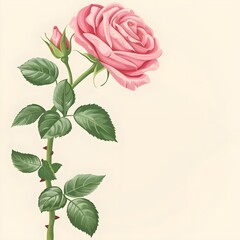 Fototapeta premium pink rose on a light pink background generative ai