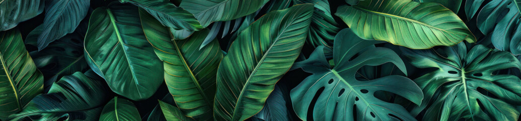 Lush green leaves create vibrant and tropical atmosphere, perfect for nature lovers.