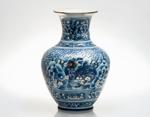 Yuan Dynasty Blue and White Dragon Jar isolated on white