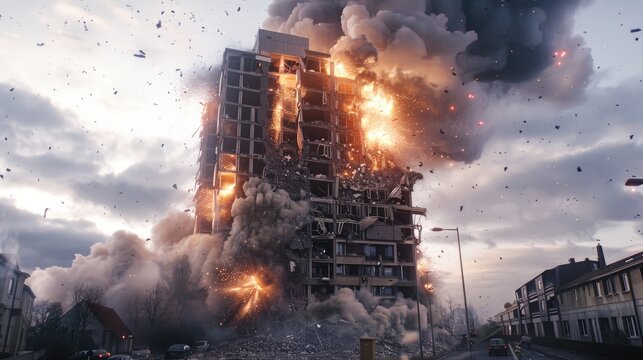 Building implodes after series of explosions