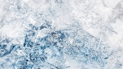 The artwork features detailed abstract snowflakes and lines, portraying a tranquil winter atmosphere with calming blue hues. Generative AI