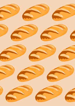 Seamless pattern of illustrated breads