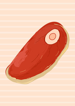 Meat illustration on striped background
