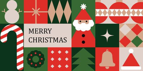 Merry Christmas and Happy New Year abstract minimalist geometric background