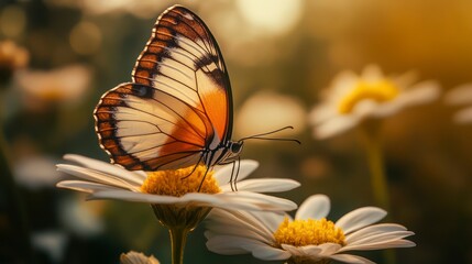 Colorful Creature: A Butterfly Feeding on a Flower,  Animal Day concept