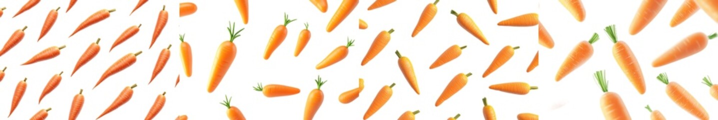A falling carrot isolated on a white background, selectively focused