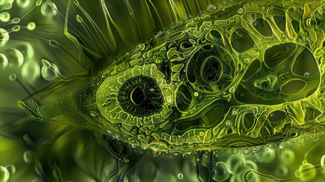 Euglena spirogyra schraubiger Augenflagellat 100Au culture focus flagellum eyespot large paramylon grains chloroplasts DIC microscopic photo