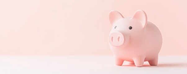 A cute pink piggy bank on a soft pastel background, symbolizing savings and financial security.