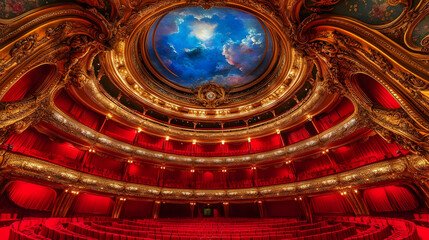 Obraz premium Grand Opera House Interior Ornate Decor Red Seats Golden Details