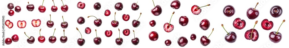 Poster Isolated cherry on a white background, clipping path and full depth of field