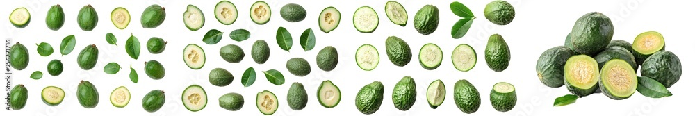 Poster full depth of field, clipping path, feijoa isolated on white