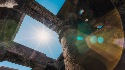 antique columns in a karnak temple in luxor
