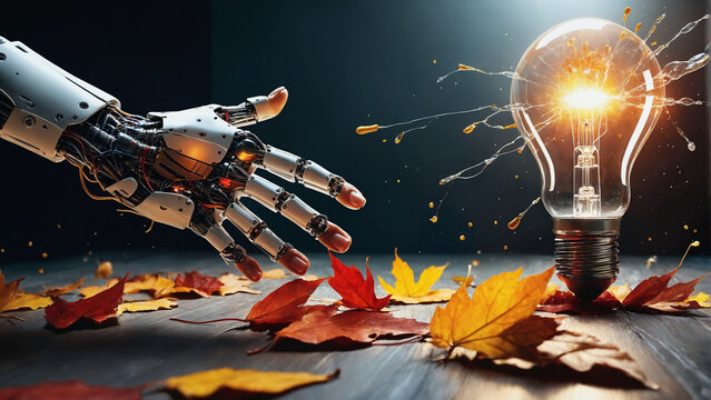 The delicate connection between human and AI, a explosion of creativity, and the serene beauty of autumn leaves. AI-generated with CyberRealistic XL
CreativeML Open RAIL++-M Addendum