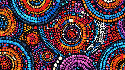 Abstract Colorful Mosaic Pattern with Circular Shapes