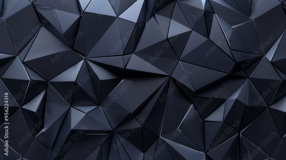 Poster A black and white image of a pattern of triangles