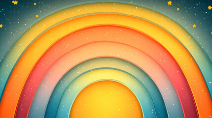 Colorful Rainbow Arcs Abstract Background With Stars