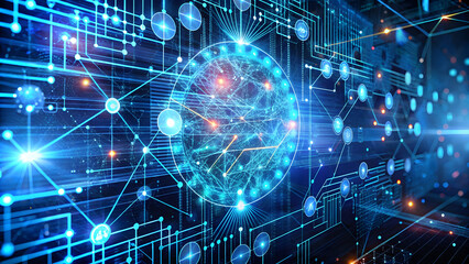 Obraz premium Cyber security Network with technology abstract texture Glowing Blue Padlocks Digital Security Landscape featuring Padlock Symbols