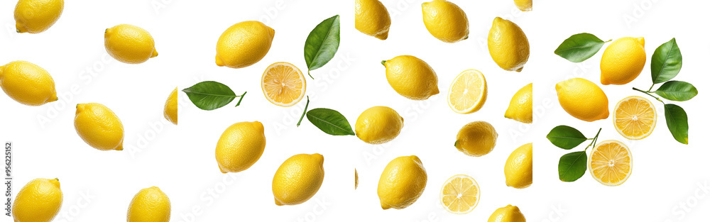 Aufkleber The image shows a falling lemon on a white background with a clipping path and full depth of field