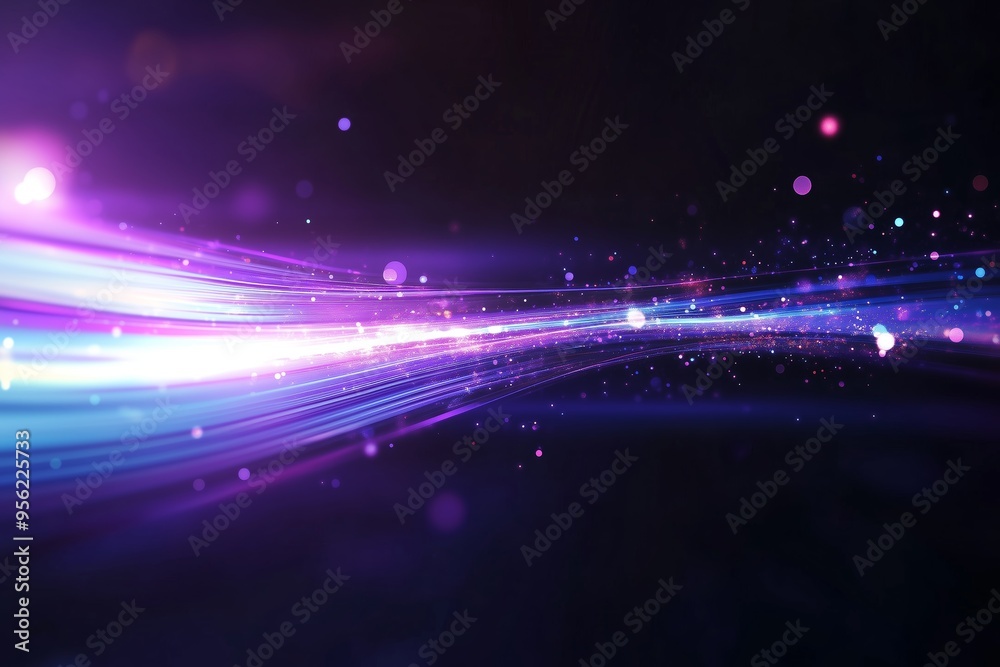 Poster vibrant abstract light trails create a dynamic display in a dark setting with glowing particles and 