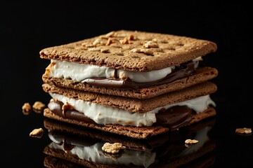 Stacked S'mores with Chocolate and Marshmallow Filling