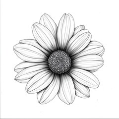 Fototapeta premium Line art illustration of a daisy flower.