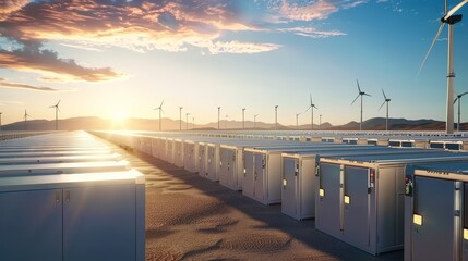Obraz premium A Close-Up View of a Facility's Battery Energy Storage System in Ultra High Definition