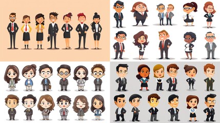Stunning Cartoon Business People and Characters: A Dynamic and Creative Workplace Visual. Showcasing Professionalism and Imagination.