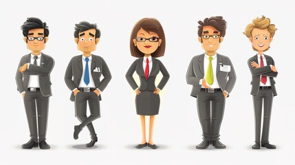 Stunning Cartoon Business People and Characters: A Dynamic and Creative Workplace Visual. Showcasing Professionalism and Imagination.