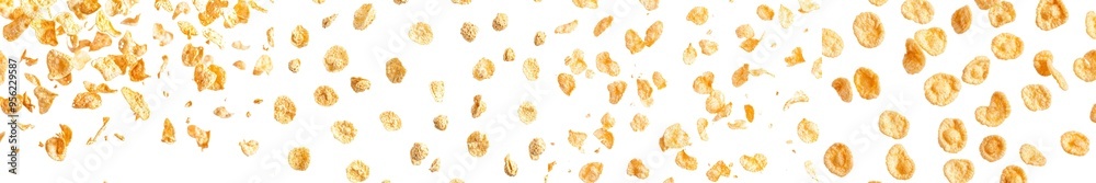 Aufkleber a selective focus image of corn flakes on a white background