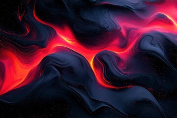 Abstract Swirling Pattern of Red and Black Paint